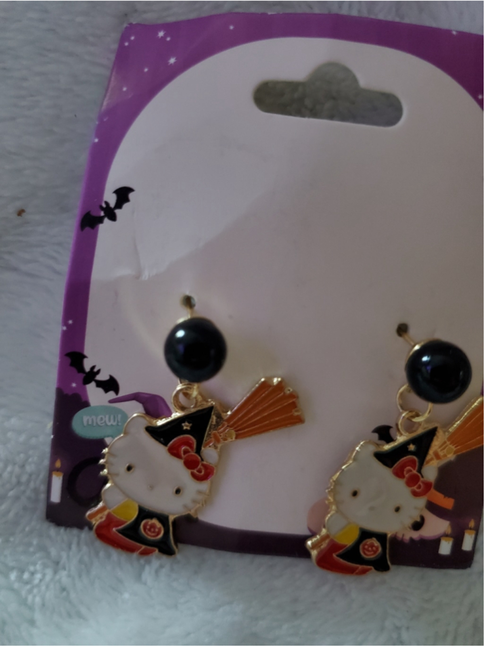 Hello Kitty White & Black Halloween Witch Earrings